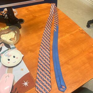 Egara 100% Silk Tie‎ – Blue Orange Paisley Stripe – Wedding | Business | Formal